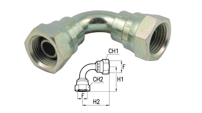 HYDRAULIC ELBOW 90° FEMALE-FEMALE 3/8