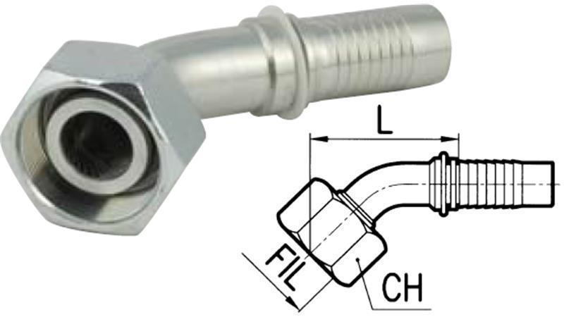 HYDRAULIC FITTING DKOL 22 L FEMALE ELBOW 45°