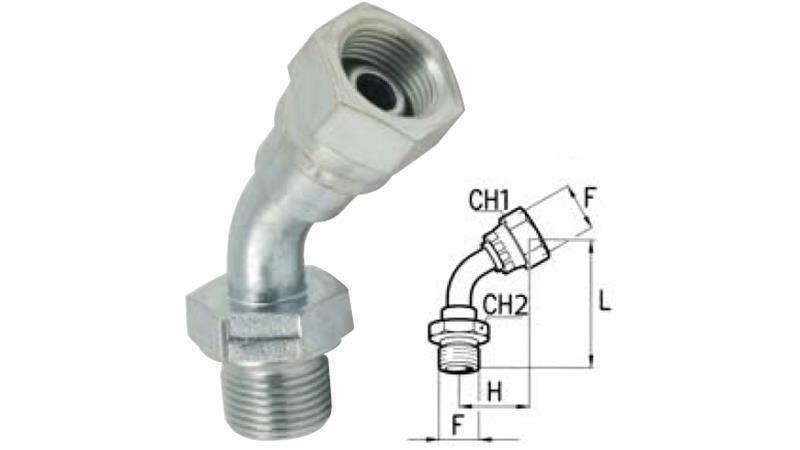 HYDRAULIC ELBOW 45° BSP MALE-FEMALE 1/4