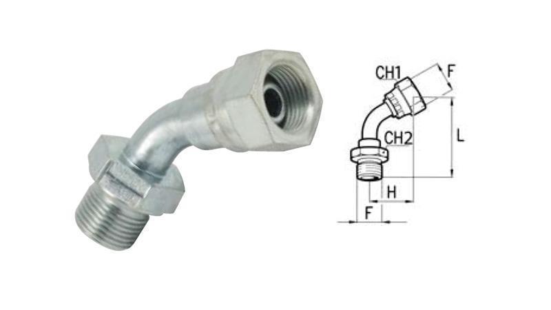 HYDRAULIC ELBOW 45° BSP MALE-FEMALE 1/4