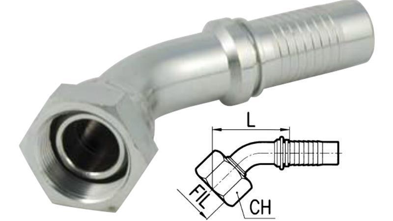 GIUNZIONE IDRAULICA BSP FEMMINA A GAMBO 45° DN10-M18X1,5
