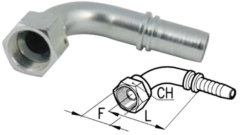 HYDRAULIC FITTING DKJ JIC74° FEMALE ELBOW 90°