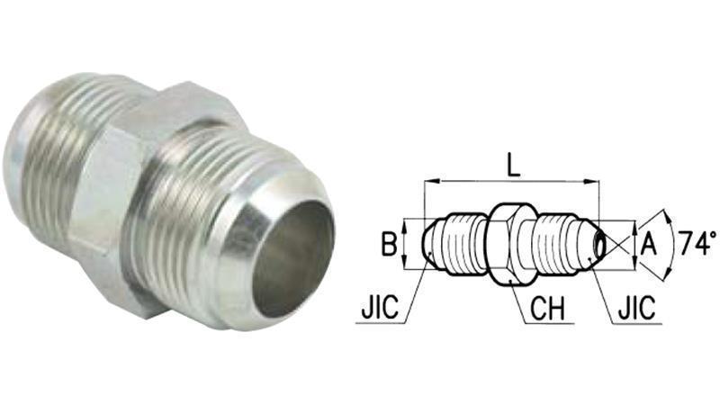 HYDRAULIC STUD FITTING MALE JIC74° 1”1/16-12 1”1/16-12