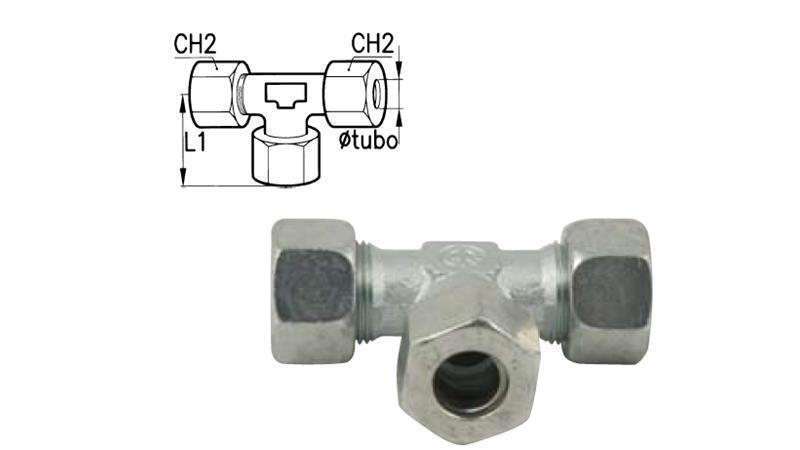 HYDRAULIC TEE FITTING L-18 WITH NUT