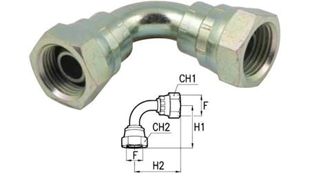 HYDRAULIC ELBOW 90° FEMALE-FEMALE 3/8