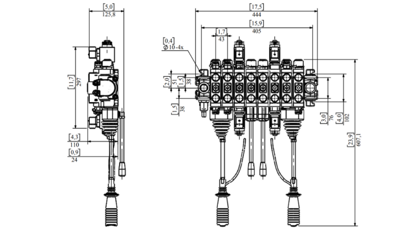 VALVOLA IDRAULICA HIAB 8xPC70 + 2x JOYSTICK - STERZO ELETTRICO 12V