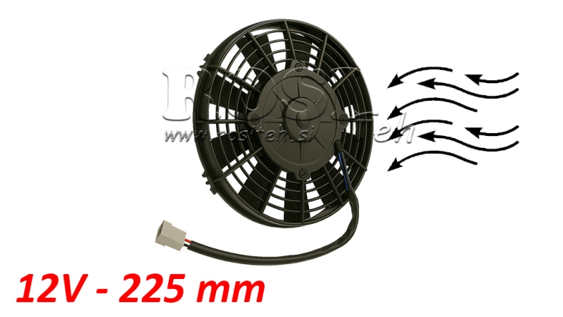 AXIÁLNY VENTILÁTOR 225MM TLAČENIE 12V