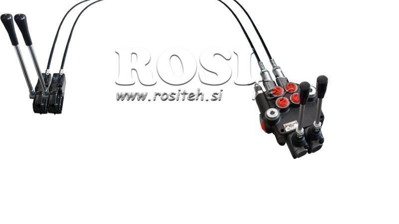 JOYSTICK DE DUPLO MANUSEIO 2 m VÁLVULA HIDRÁULICA 2xP80 litros