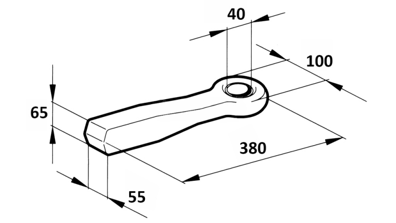 ATTELAGE FIXE FI40 55x65 L380 - 10 000/1 500 KG