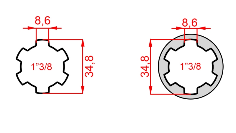 KARDANSKI ADAPTER S KLINOM OD 1-3/8 NA 1-3/8 (150 mm)