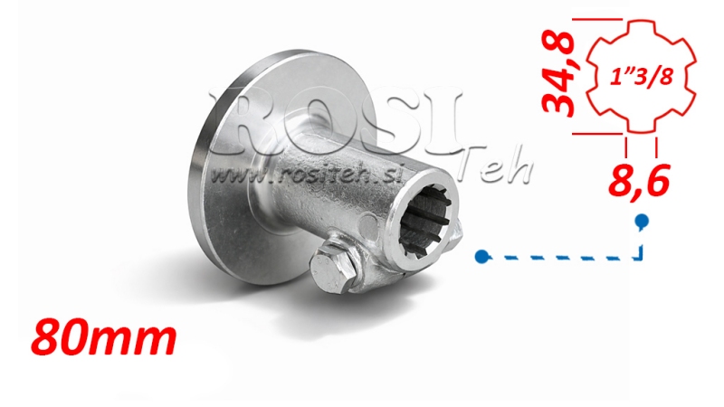 PTO ADAPTER WITH FLANGE AND PIN 1-3/8 (80 mm)