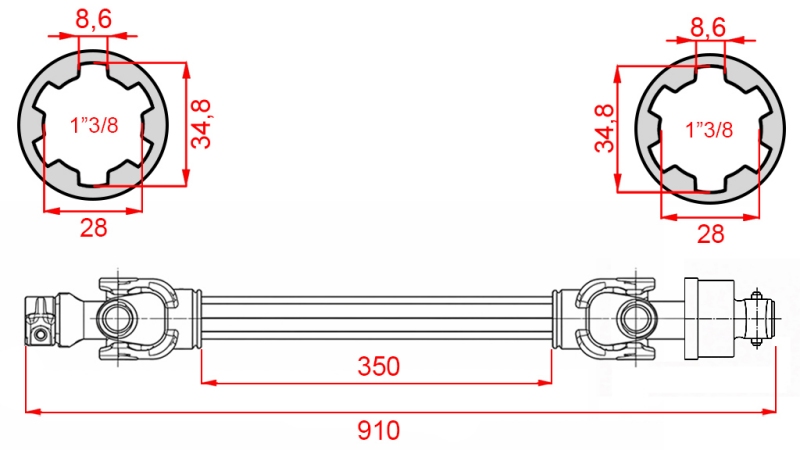 ARBRE À CARDAN ECO 910mm 30-75HP AVEC ROUE LIBRE