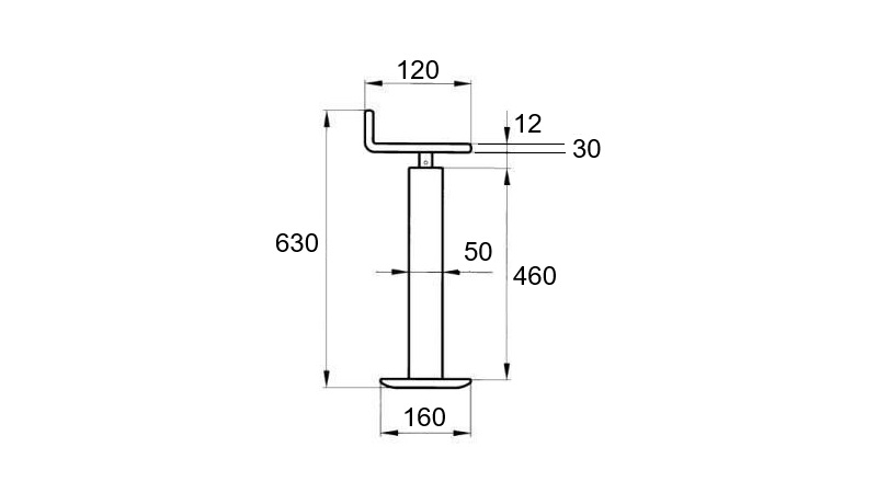 THREADED SUPPORT LEG (HEIGHT 630 mm - STROKE 255 mm) - 300 kg