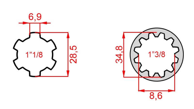 ADAPTADOR CARDÃ DE 1-3/8 PARA 1-1/8 (140 mm)