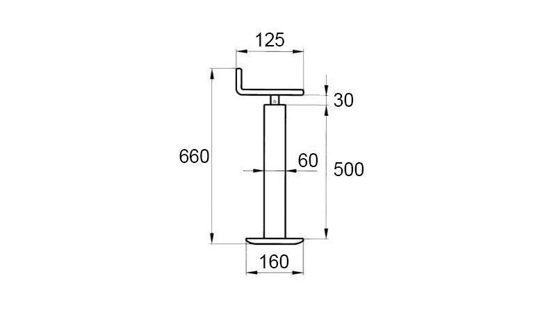 THREADED SUPPORT LEG (HEIGHT 660 mm - STROKE 330 mm) - 800 kg