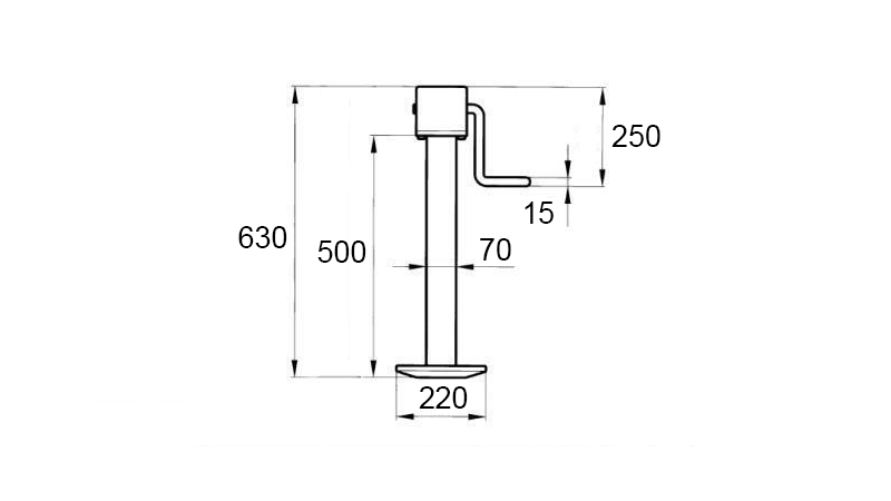 THREADED SUPPORT LEG (HEIGHT 630 mm - STROKE 350 mm) - 1.200 kg