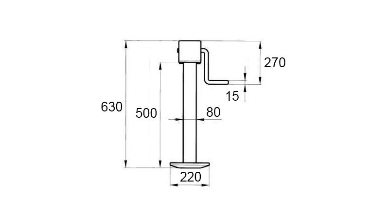 THREADED SUPPORT LEG (HEIGHT 630 mm - STROKE 350 mm) - 1.800 kg