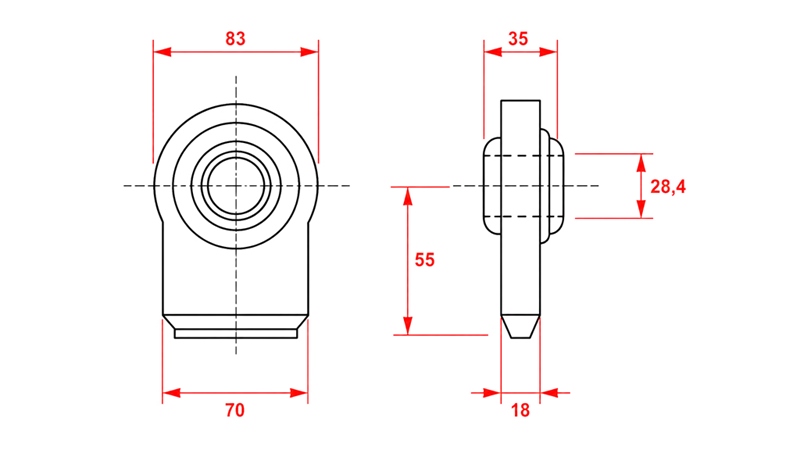 SUPPORTO ROTULA PIATTO A SALDARE CAT.2 FI28,4/70