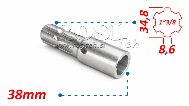 KARDANADAPTER 1-3/8 - HULL fi 38 mm (160 mm)