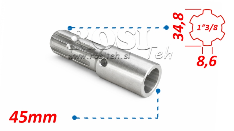 PTO ADAPTER 1-3/8 - HOLE fi 45 mm (180 mm)