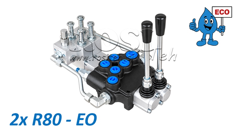 VALVOLA IDRAULICA ELETTRO-MANUALE (SENZA BOBINE) – DISTRIBUTORE A 2 SEZIONI 2xR80-EO ECO