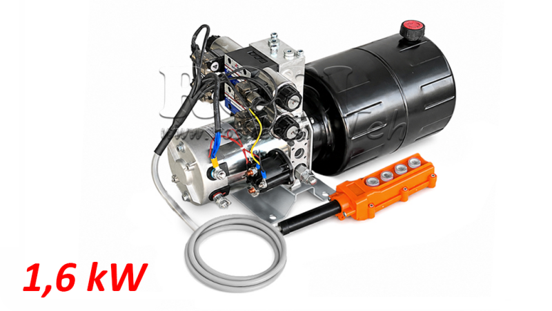 MINI HYDRAULIKAGGREGAT 12V DC - 1,6kW = 2,1cc - 8 lit - 2x Doppelwirkende Funktion (Metallgehäuse)