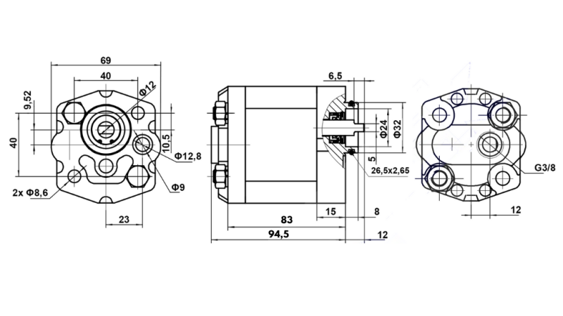 POMPE HYDRAULIQUE 10C2,7X302 4,8 CM³ – SENS HORAIRE