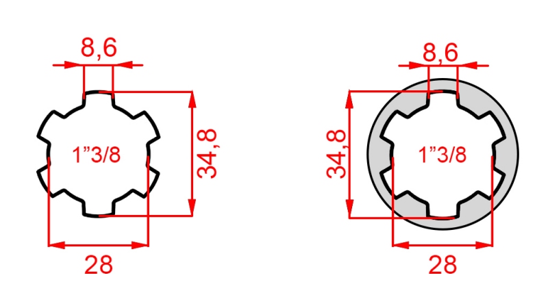 ADATTATORE CARDANICO DA 1-3/8 A 1-3/8 (150 mm)