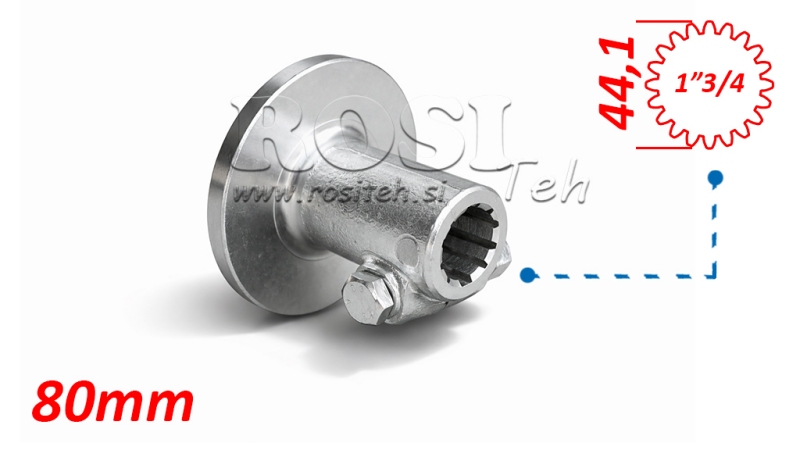 PTO ADAPTER WITH FLANGE AND PIN 1-3/4 (80 mm) (20 SPLINES)