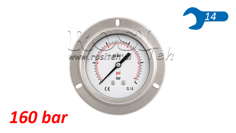 MANOMETR DN63 ZADNÍ 0 - 160 BAR - 1/4