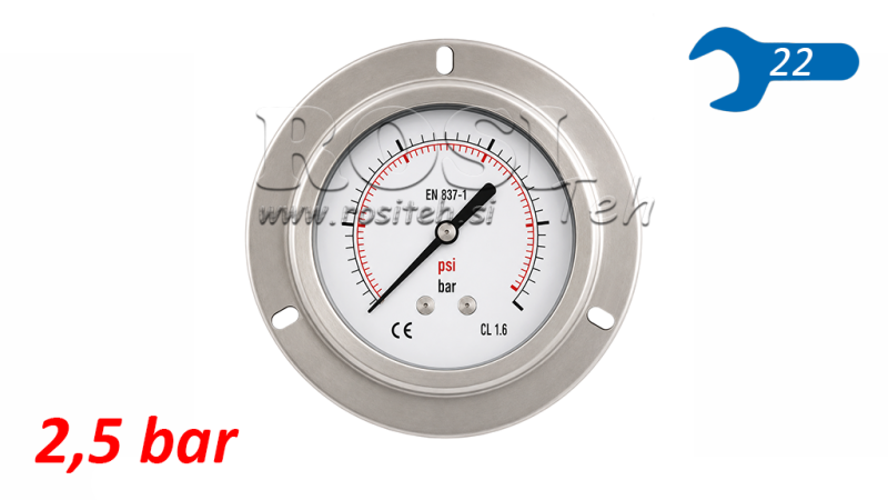 MANOMETRO DN100 REAR 0 - 2,5 BAR - 1/2