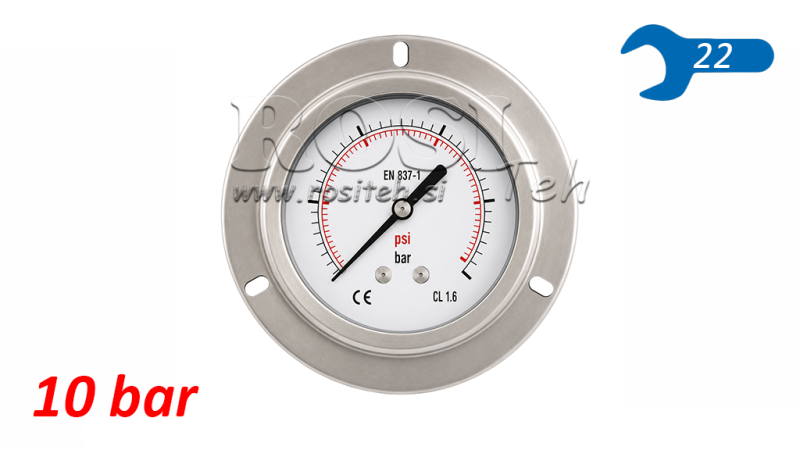 MANOMETER DN100 BAG 0 - 10 BAR - 1/2