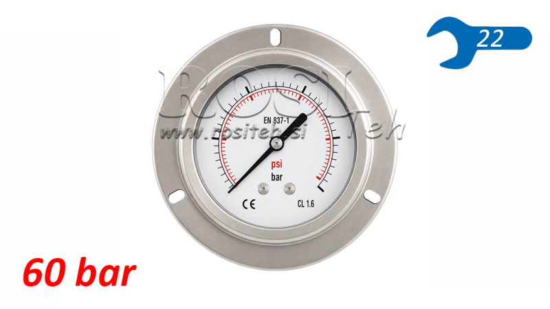 MANOMETRS DN100 AIZ 0 - 60 BAR - 1/2