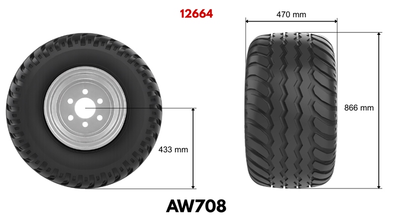 19.0/45-17 PNEUMATIKKER AW708 14PL MED FÆLG 16,00X17