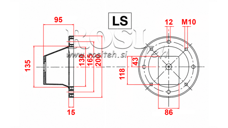 FLANGIA IDRAULICA - CAMPANA LS203 (EM0,55-1,5kW/GR2)
