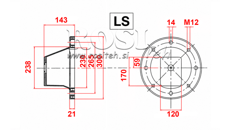 FLANGIA IDRAULICA - CAMPANA LS302 (EM5,5-9kW/GR3)