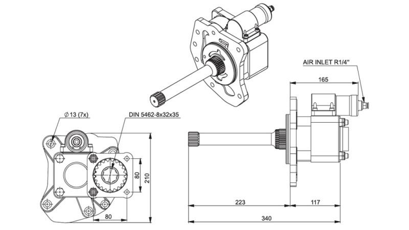 Dimensions ENTRAÎNEMENT POMPE HYDRAULIQUE - MERCEDES AXOR 2