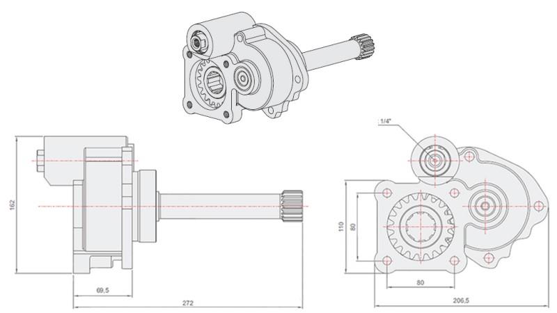 Dessin technique POMPE HYDRAULIQUE - MERCEDES G3/65-90 UNIMOG