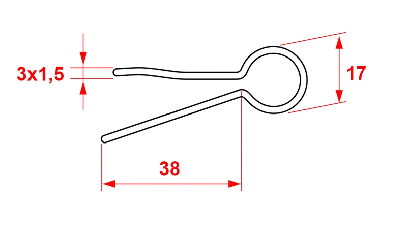 CONFEZIONE DA 5 COPPIGLIE A FORCELLA 3x1,5 mm