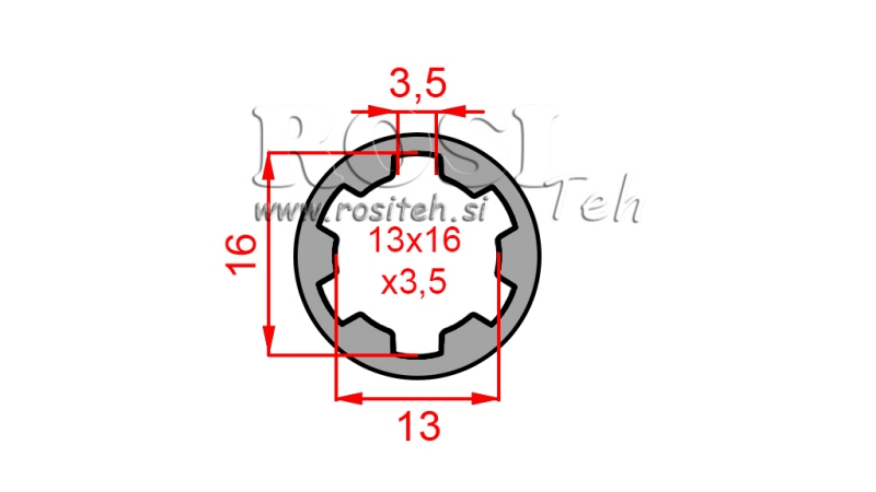 ADATTATORE CARDANICO BOCCOLA 13x16x3,5 (6 SCANALATURE) (40 mm)
