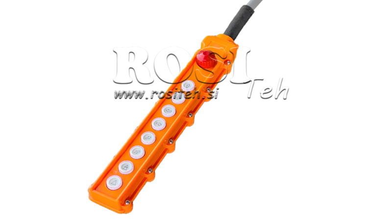 TELECOMANDO 6 TASTI + INTERRUTTORE DI EMERGENZA IN CUSTODIA CON CAVO