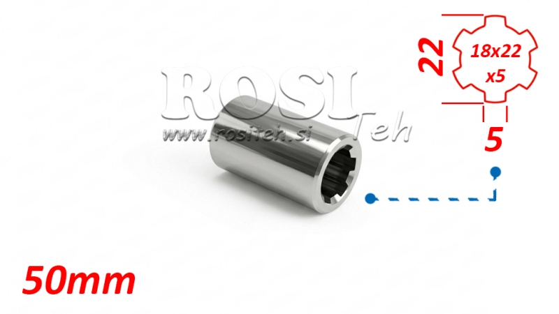 ADATTATORE CARDANICO BOCCOLA 18x22x5 (6 SCANALATURE) (50 mm)