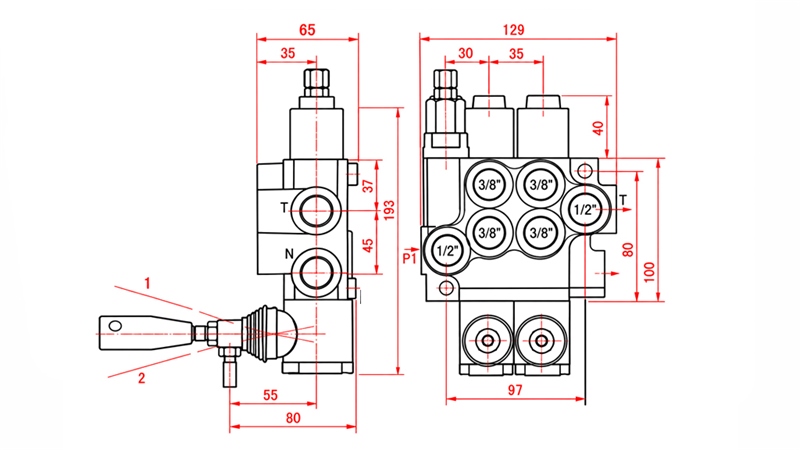 VALVOLA IDRAULICA MANUALE – DISTRIBUTORE A 2 SEZIONI 2xR40 ECO