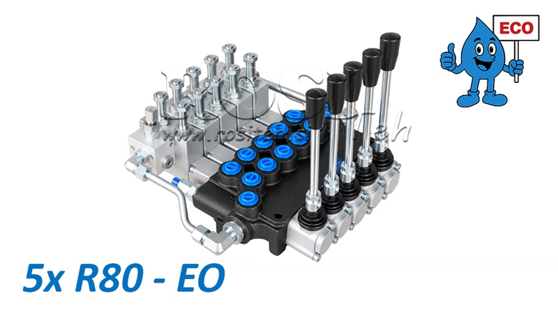 VALVOLA IDRAULICA ELETTRO-MANUALE (SENZA BOBINE) – DISTRIBUTORE A 5 SEZIONI 5xR80-EO ECO