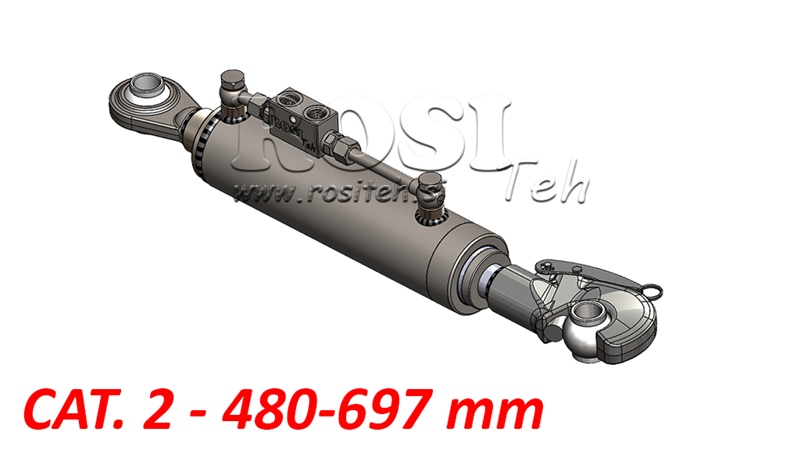 TERZO PUNTO IDRAULICO TELESCOPICO CON GANCIO RAPIDO AUTOMATICO - CAT. 2 (45-95 HP) - 480-697 mm (25,4 mm)