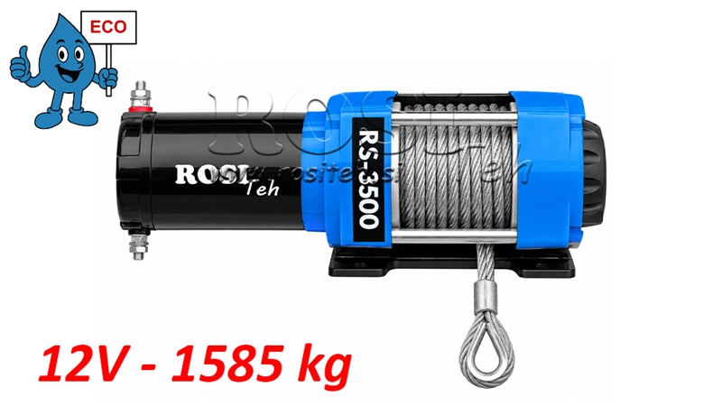 12 V VERRICELLO ELETTRICO RS-3500 - 1585 KG - FUNE D'ACCIAIO - ECO