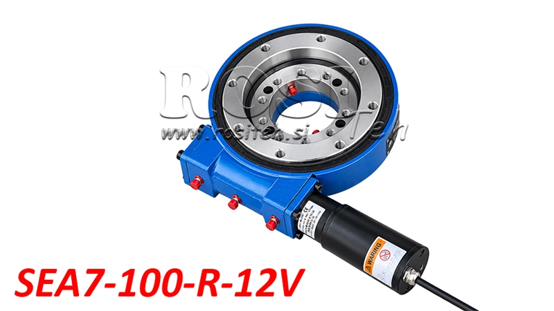 AZIONAMENTO ROTANTE A VITE SENZA FINE SERIE SEA7-100-R CON MOTORE ELETTRICO 12V - RAPPORTO DI TRASMISSIONE 71:1 - ECO