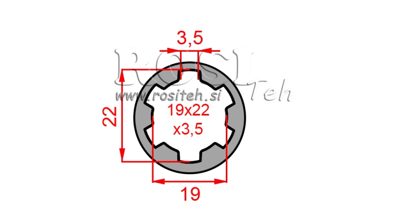 ADATTATORE CARDANICO BOCCOLA 19x22x3,5 (10 SCANALATURE) (40 mm)