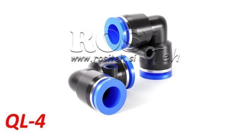 CONNETTORE ANGOLARE A SPINA PNEUMATICA TPA SENZA FILETTO QL-4