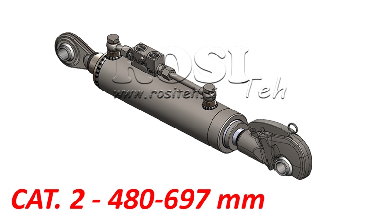 TERZO PUNTO IDRAULICO TELESCOPICO CON GANCIO RAPIDO AUTOMATICO - CAT. 2 (45-95 HP) - 480-697 mm (25,4 mm)